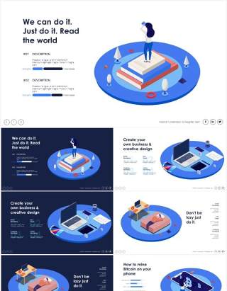 2.5D等距人物插画办公商务工作场景PPT图形设计素材Isometric-Graphics