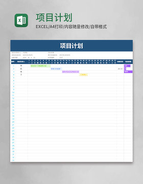 项目计划甘特图excel模板