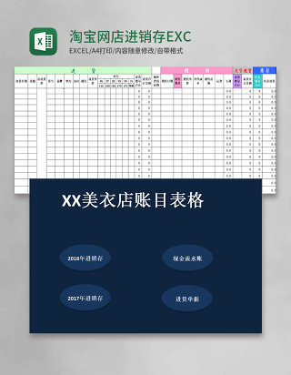 淘宝网店进销存EXCEL表格6联excel管理系统