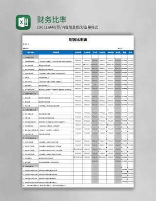 财务比率表excel模板