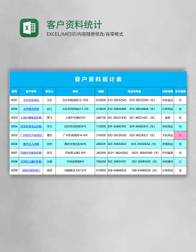 客户资料统计表excel模板表格