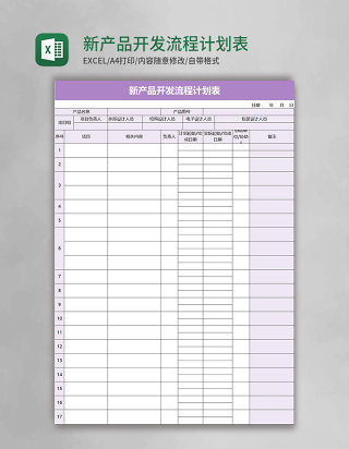 新产品开发流程计划表excel表格模板