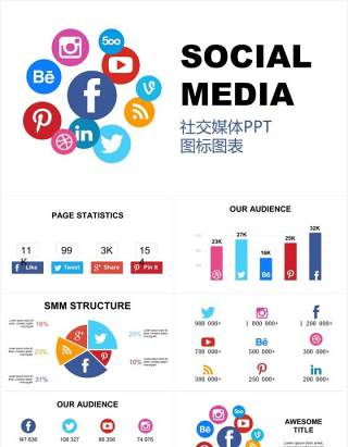 社交媒体信息图表PPT图标素材Social Media