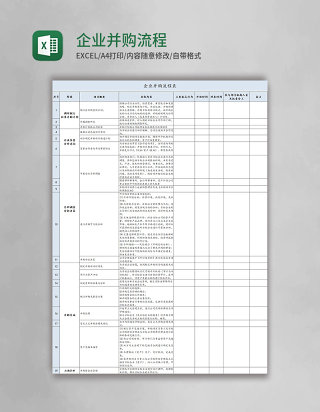 企业并购流程表模板