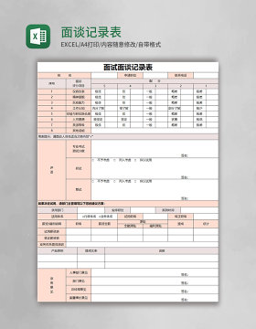 面谈记录表excel表格模板excel表格模板