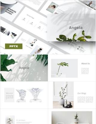 简约清新作品图片展示PPT模板Angela - Powerpoint template