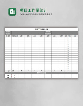 项目工作量统计表Excel模板