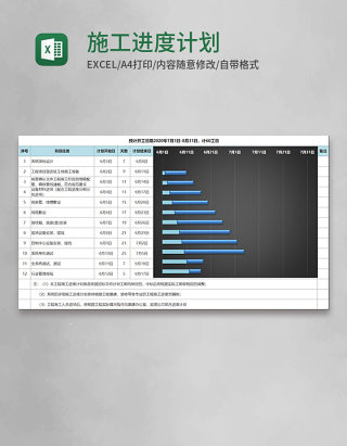 实用施工进度计划表Excel模板