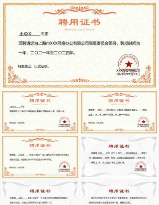 聘用证书合集通用PPT模板(3)