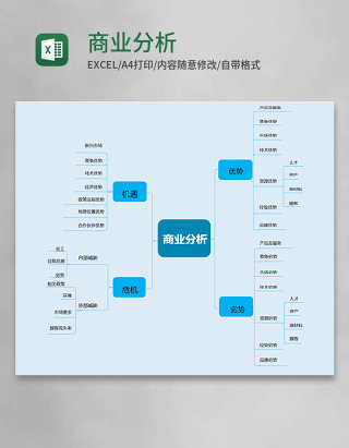 蓝色商业分析excel模板