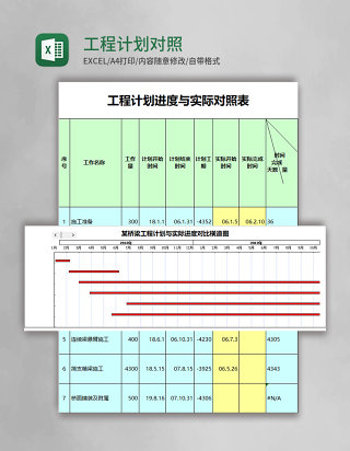 工程计划对照表excel模板