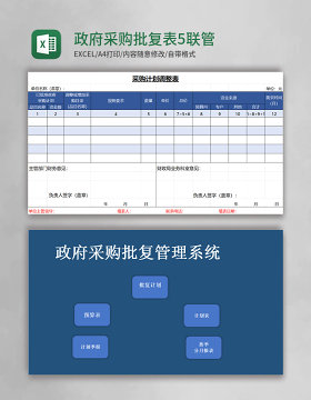 政府采购批复表5联excel模板管理系统