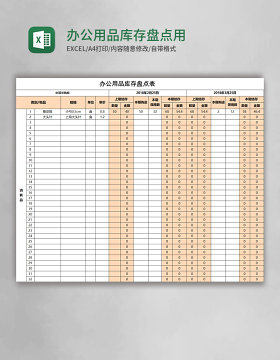 办公用品库存盘点用表Excel模板