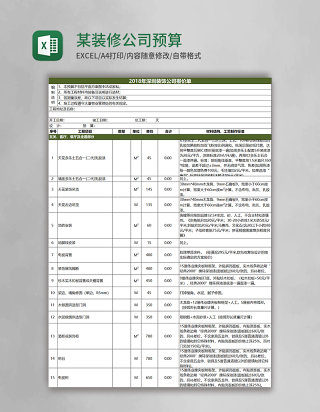 某装修公司预算表excel模板