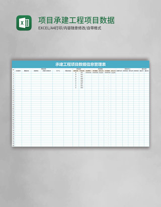 项目承建工程项目数据信息管理表excel模板