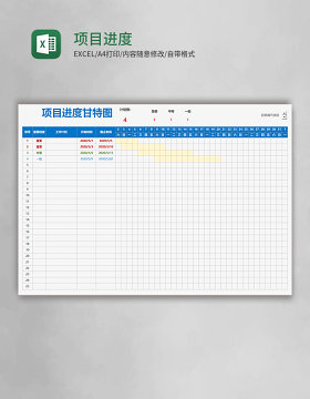 实用项目进度甘特图Excel模板