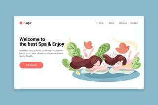 登录页的Spa平面web模板EPS矢量插画设计Spa flat web template for Landing page