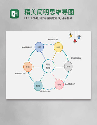 精美简明思维导图Execl模板