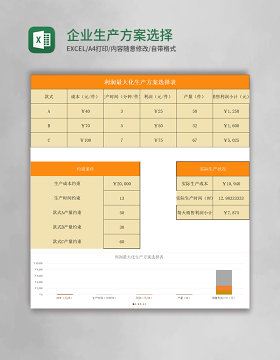 企业生产方案选择表excel模板