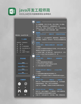 实用java开发工程师excel简历模板