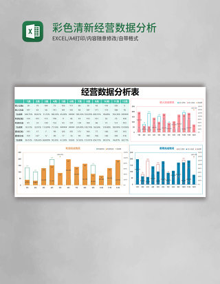 彩色清新经营数据分析表excel模版