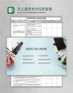 员工素质考评任职管理表excel模板