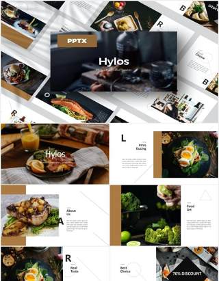 餐饮美食图片展示PPT模板Hylos Powerpoint Template