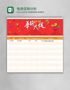 电商促销分析表excel模板