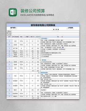 装修公司预算表模板