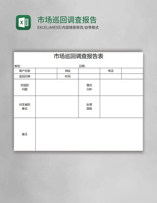 市场巡回调查报告表Execl模板