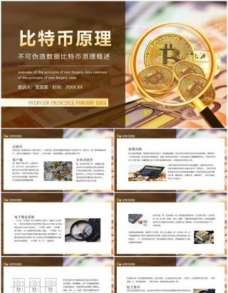 不可伪造数据比特币原理概述动态PPT模板