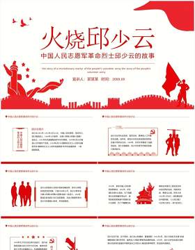 中国人民志愿军革命烈士火烧邱少云的故事动态PPT模板