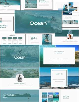 海洋多功能图片展示PPT模板Ocean Multipurpose PPT