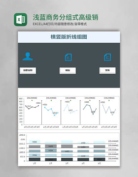 浅蓝商务分组式高级销售业绩分析图表