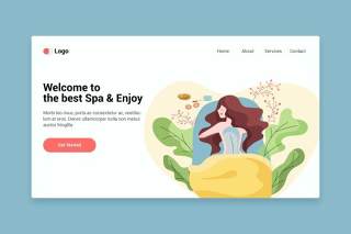 用于登录页的Spa平面web界面EPS矢量插画设计模板Spa flat web template for Landing page