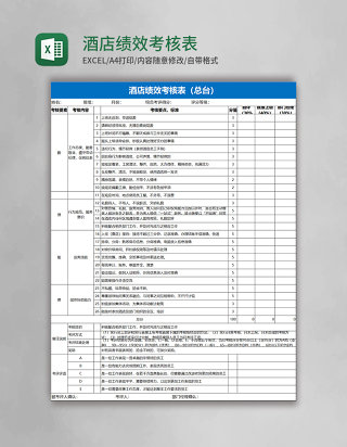 酒店绩效考核表excel表格