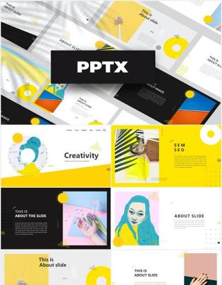 创意黄色作品展示PPT模板Yellow Creative Powerpoint