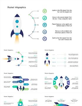 卡通创意图形火箭可视化图表素材PPT模板