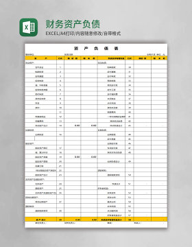 财务实用资产负债表Excel模板