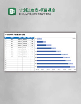 计划进度表-项目进度甘特图Excel模板