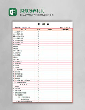 财务报表利润表Excel模板