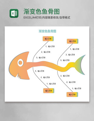 渐变色鱼骨图Execl模板