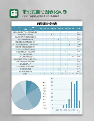 带公式自动图表化问卷调查设计表excel表格模板