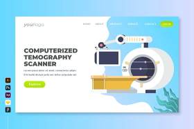 计算机断层扫描仪-登录页UI界面插画设计素材Computerized Tomography Scanner - Landing Page