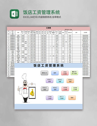 饭店工资管理系统excel表格模板