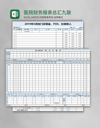 医院财务报表总汇九联表