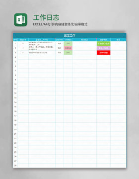 工作日志表格excel模板