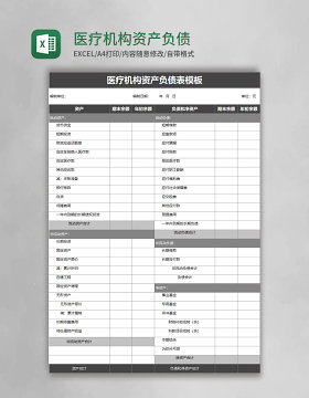 医疗机构资产负债表模板excel模板