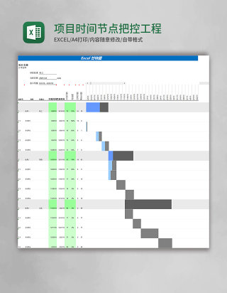 项目时间节点把控甘特图工程进度表excel模板