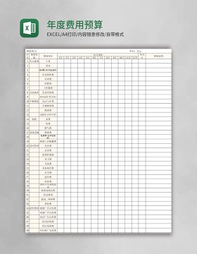 年度费用预算表模板excel表格模板